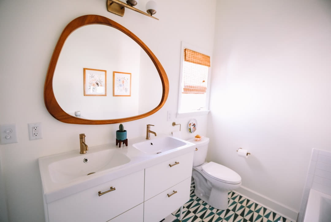 white wooden cabinet sink on Hammer & Home